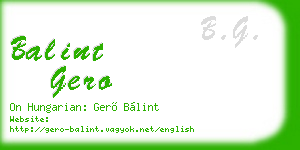 balint gero business card